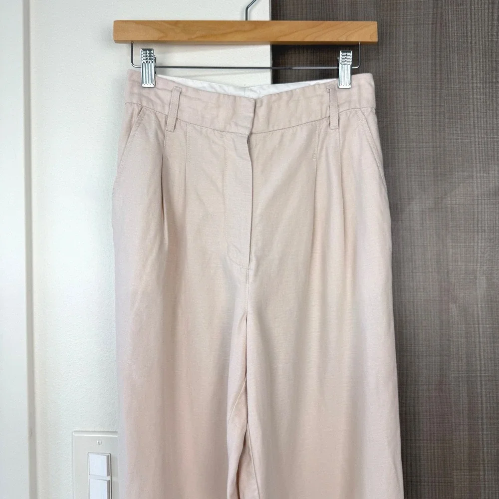 Wilfred Artizia The Effortless Pants Linen Blend Wide Leg Trouser Beige Size 4